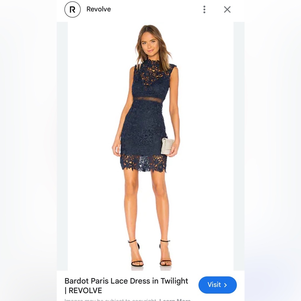 REVOLVE Bardot Midnight Blue Lace Dress. Twilight Paris dress.